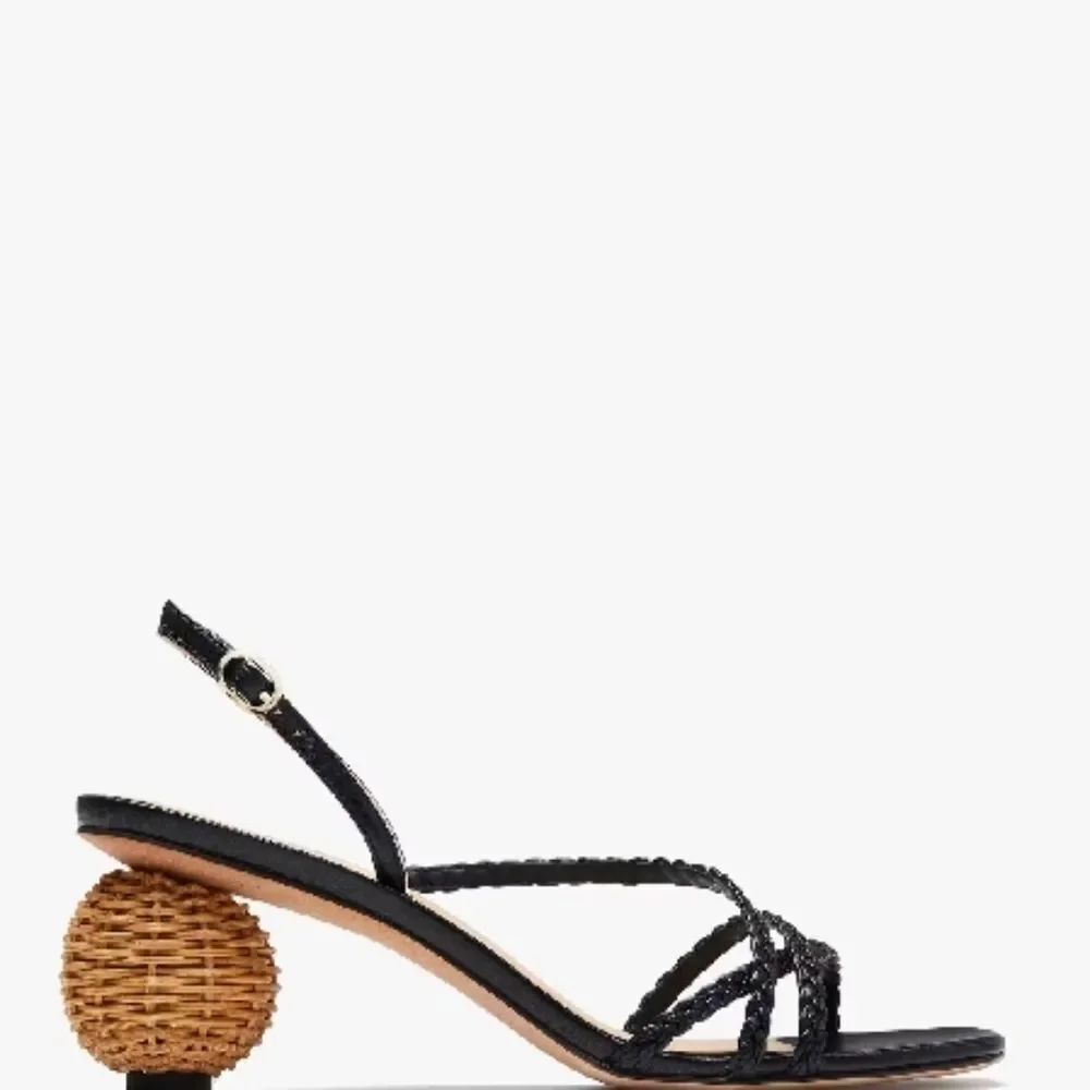 BRAND NEW KATE SPADE VALENCIA RAFIA BALL STRAPPY SANDALS WITH WOVEN HEEL